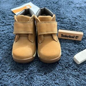 Timberland Kids Tan Boots with Velcro